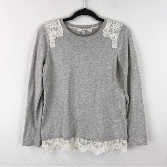 Boden Tops - Boden Gray Blouse Long Sleeve Shirt Lace Size US 4